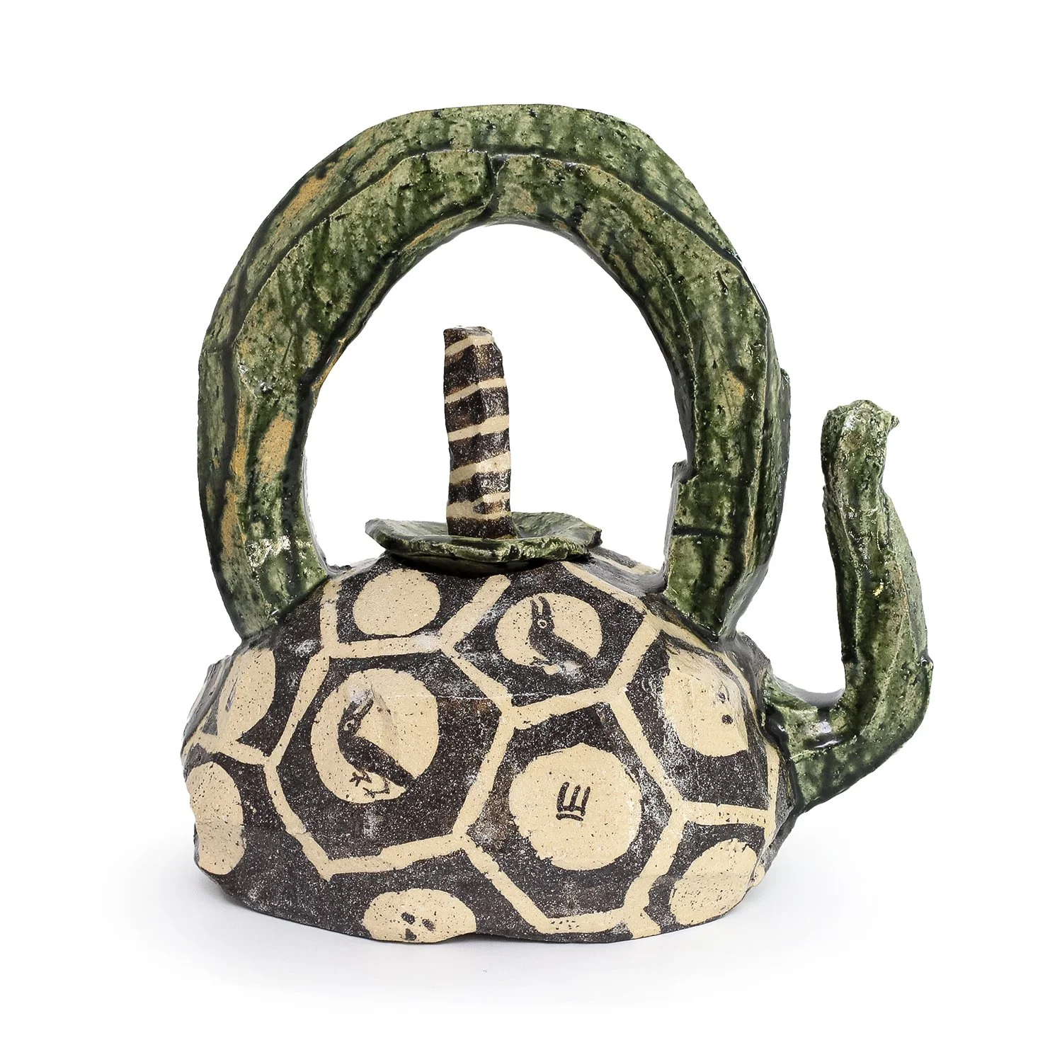 Suzuki Goro - Large Oribe Teapot with Ravens (INV# NP5113